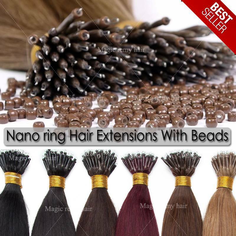 1g/s NANO TIP Easy Loop Link Micro RING beads 100% REAL HUMAN HAIR Extensions R3 Świetna wartość, 2022