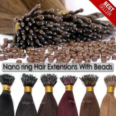 1g/s NANO TIP Easy Loop Link Rings RING beads 100% REAL HUMAN HAIR Extensions R3