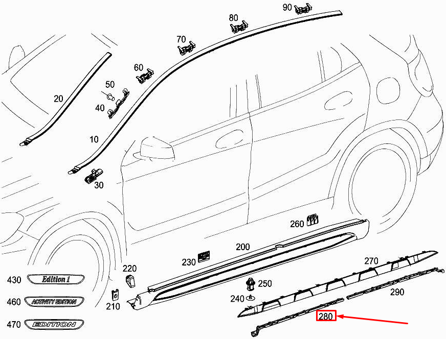 NOUVEAU MERCEDES-BENZ GLA X156 SEUIL AVANT BOUTEILLE A1566980700 ORIGINAL