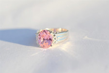 New Sterling Silver Cubic Zirconia Pink Size 9 Fashion Ring .925 CZ 4.00 cttw