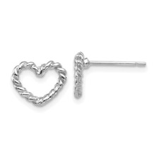 14k White Gold Heart Stud Earrings for Women 1.1gm L-9mm, W-10mm