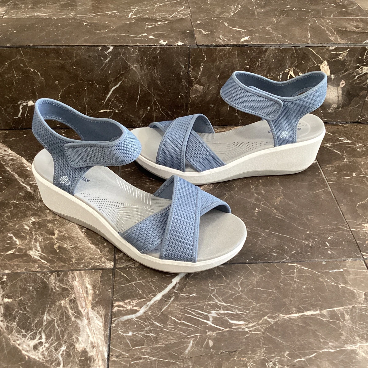NEW Cloudsteppers by Clarks Women's Wedge Step Cali Skye Sandal Size  12W Blue | eBay