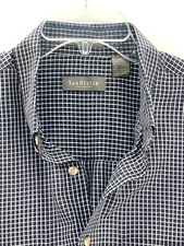 Van Heusen Men's Size XL Navy Small Check Short Sleeve Button Up Shirt