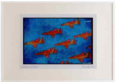 034096 BAe Hawk T.Mk 1A _ The Red Arrows, Royal Air Force Watercolour Picture F