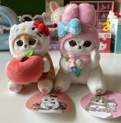 New! mofusand x Sanrio Characters Plush doll  My Melody Hello Kitty Keychain Set