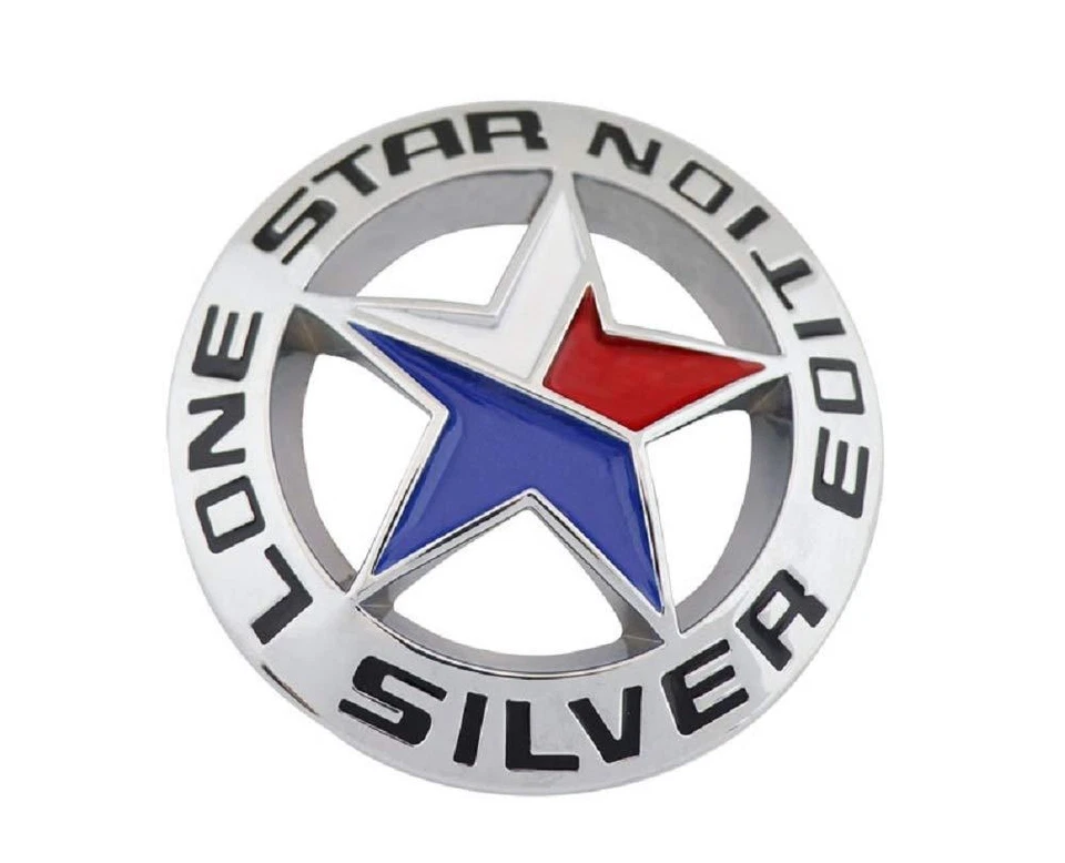 TWO LONE STAR SILVER EDITION Texas Emblema Universal Stick On Truck Insignia 3d Foto 2 de 4
