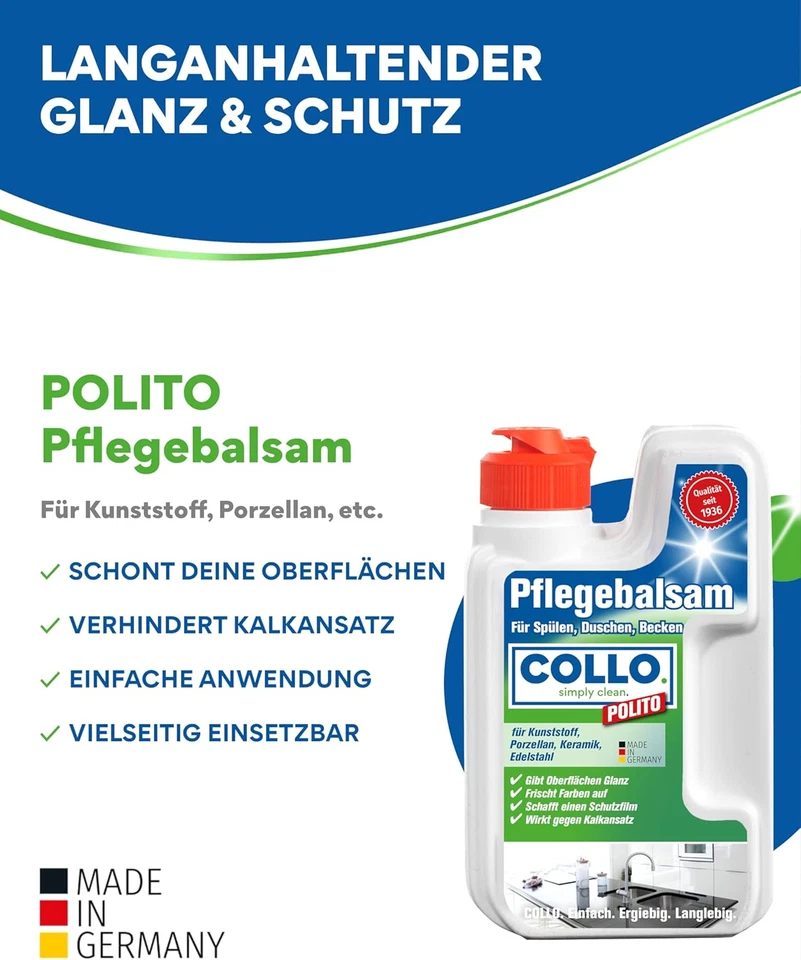 COLLO POLITO Premium Spülbeckenpflege 125 Ml I Küchenreiniger Badreiniger I Glan - Bild 2 von 4