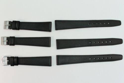 Watch strap clip band 16 mm leather for fixed bars length: M black   - Picture 1 of 5