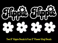 Two 5  Hippie Decals  Four 2  Flower Vinyl Decal Color Options Car Truck Window