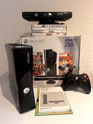 Microsoft Xbox 360 S (Model 1439) +Kinect 250GB + 4 Spiele + OVP + Controller