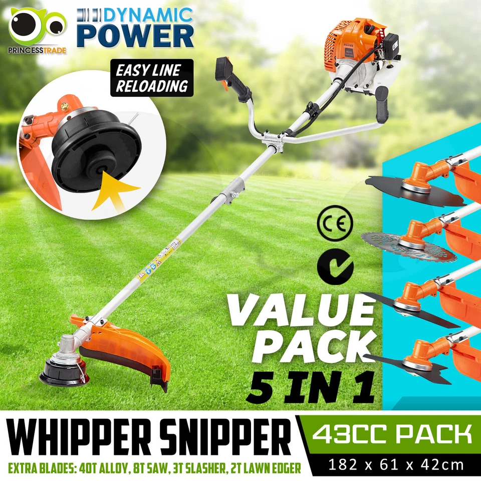 43cc Pole Brush Cutter Trimmer Line Whipper Snipper Tree Pruner Multi Garden