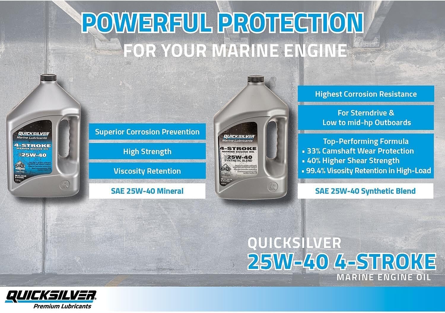 Quicksilver 4Stroke Marine Engine Oil SAE 25W40 1 Gallon