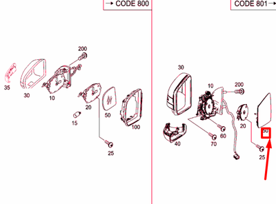 MB Ml W164 Front Left Door Mirror Glass LHD USA A1648108319  