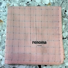 MAN HANDKERCHIEF COTTON ART POCKET SQUARE 17" CLASSIC BABY PINK CHECK VINTAGE