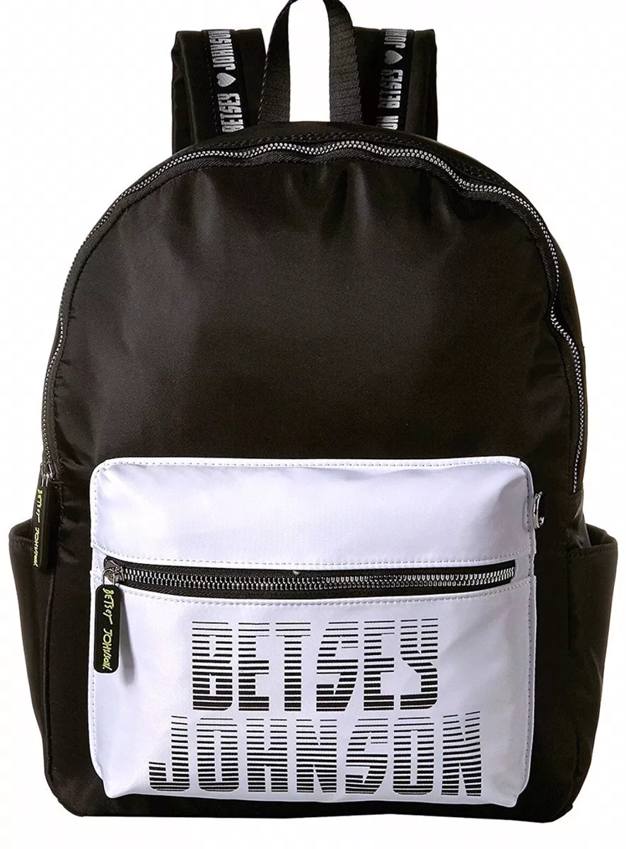 Betsey johnson black and white outlet backpack