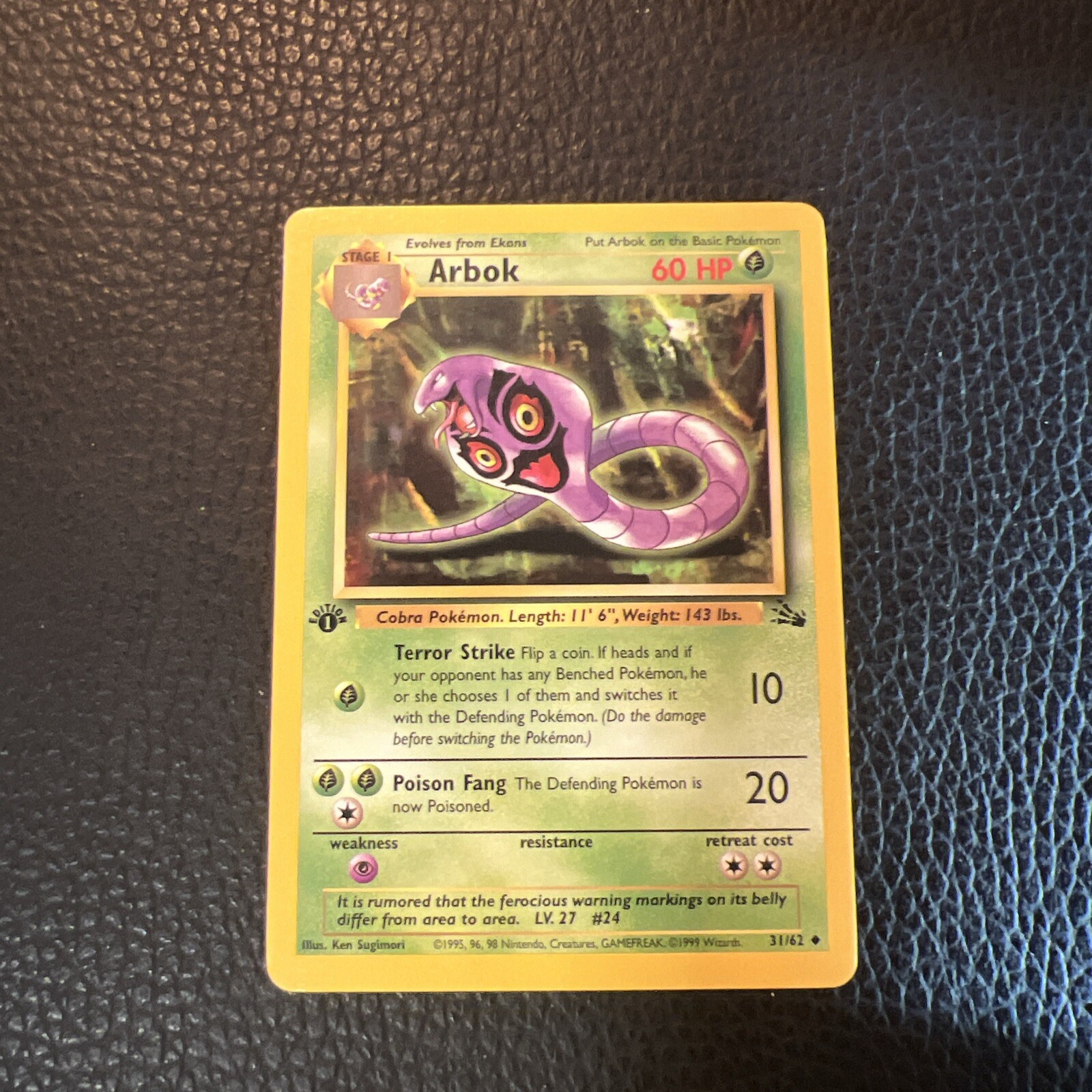 # Arbok 31/62 1st Edition Fossil Pokemon 1999 Pokémon Vintage WoTC Near Mint NM