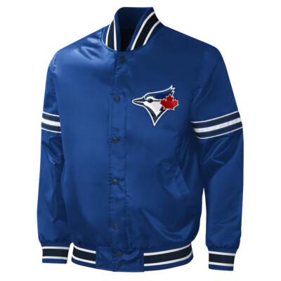 MLB Toronto Blue Jays Royal Blue Satin Letterman Varsity Jacket Baseball Jacket