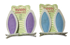 Bunny Barrettes By DM Merchandising, 2 Sets, Purple  Blue Clippies, Brand New