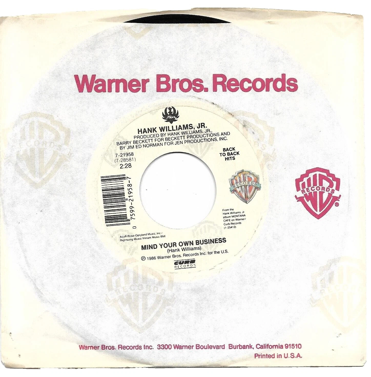 Hank Williams Country 45 RPM Speed Vinyl Records