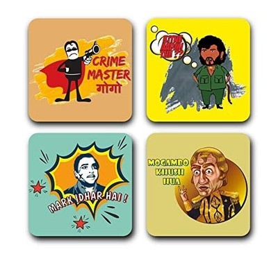 Tea Coaster Set Bollywood Funny Villains Printed , Mdf Wood Material Coasters