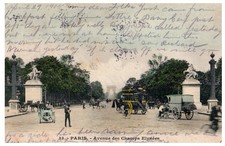 1905 Paris Avenue des Champs Elysées Vintage Postcard French Stamp