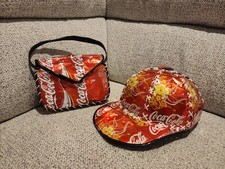 Coca Cola Aluminium Hat And Bag / Purse Vintage Collectible Hand Made Rare
