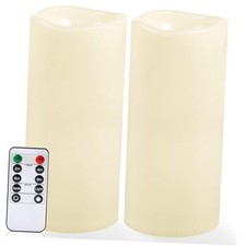 Large Outdoor Flameless Candles 12" x 5" - Waterproof LED 5"x 12" Ivory White