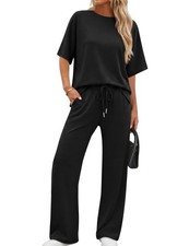 Womens Lounge Sets Summer 2 Piece Travel Outfits Spring Loungewear Short Slee...