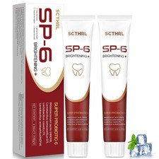 SP-6 Probiotic Whitening Fluoride Free Toothpaste, 4.06 Ounce Pack of 2