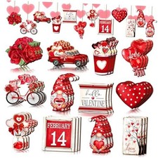 36 Pcs Vintage's Day Wooden Decorationss Ornaments for Tree Heart Valentine