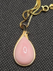 Authentic Natural Pink Conch Gold Vermeil Pendant with Gold Plated 18" Box Chain