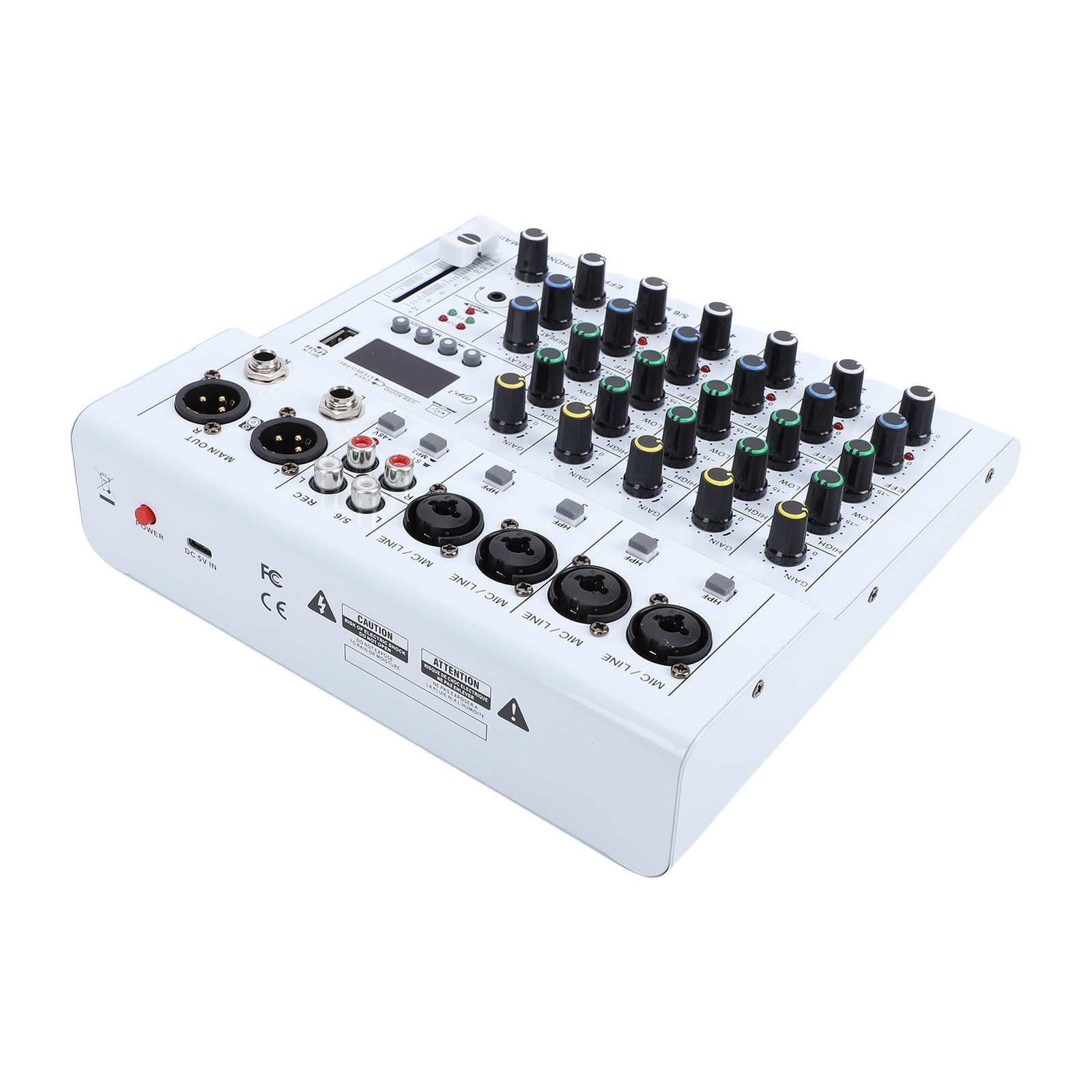 6 Channel Mini Sound Mixer DJ Controller With BT MP3 Player 48V Phantom Power Bu