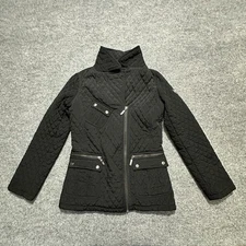 Blanc Noir Womens Quilted Moto Jacket Black Size M Asymmetrical Zip Pockets