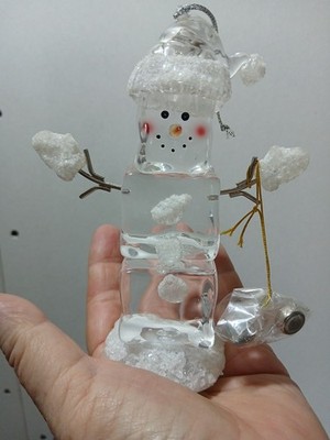 Seasons Of Cannon Falls Light-up Acrylic Ice-cube Snowman Ornament 6''