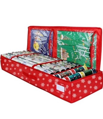 Convenient Wrapping Paper Storage 40 Inch with Reinforced Handles and Label Slot
