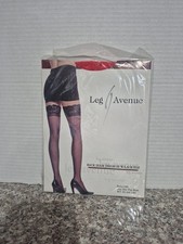 Leg Avenue Sheer RED Lace Top Stockings with Backseam 90-160 Lbs Style 1101