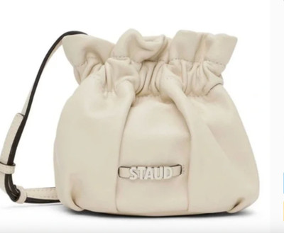 Staud Mini Grace Cream Off-White Leather Bucket Crossbody Bag