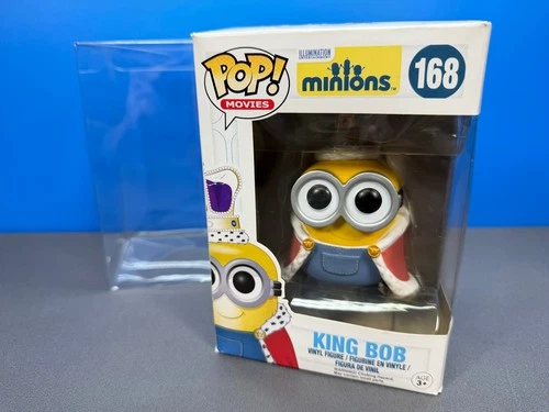 FUNKO POP MOVIES MINIONS KING BOB VINYL FIGURE 168 #168 WITH PROTECTOR MINION