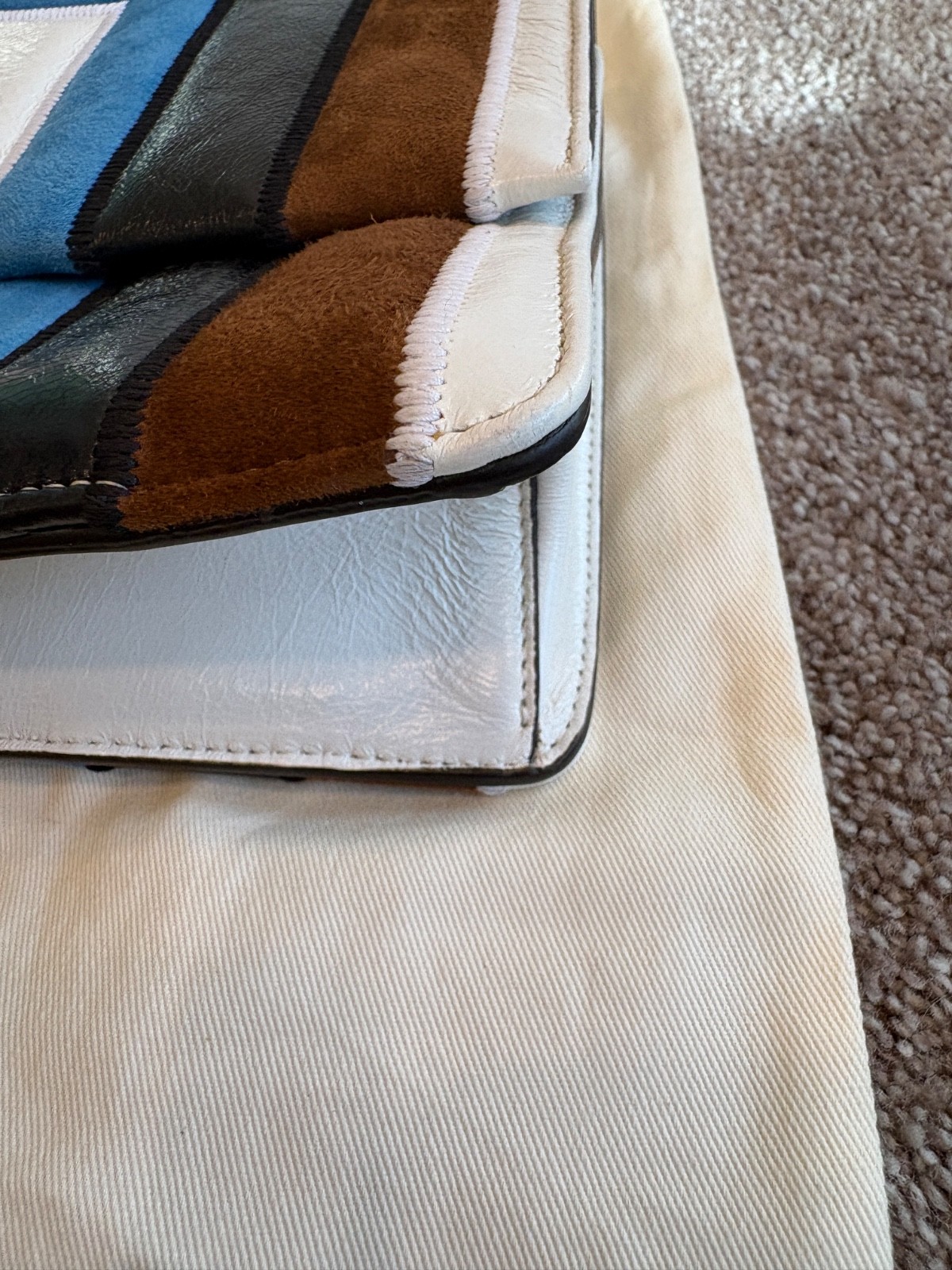 Fendi Kan U Patchwork Suede Leather Shoulder Bag … - image 7