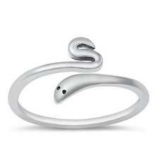 Beautiful Adjustable Snake Ring New 925 Oxidized Sterling Silver Band Sizes 4-10