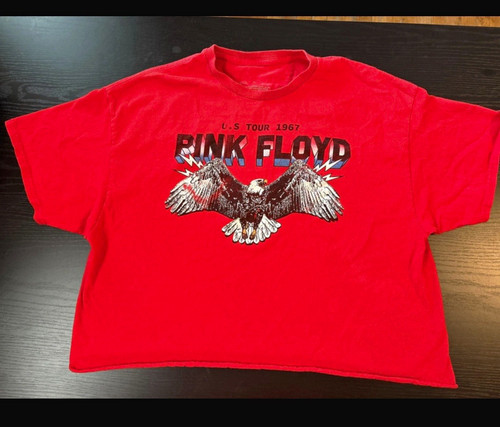 Pink Floyd Men's Red U.S. Tour 1967 Eagle Graphic Crew Neck T-Shirt Size XL