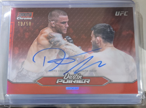 Topps UFC Stadium Club Chrome Autograph Dustin Poirier Red Refractor MMA /50
