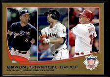 2013 Topps Gold Ryan Braun/Giancarlo Stanton/Jay Bruce 1963/2013 Milwaukee