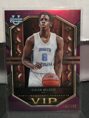 2025/26 Bowman Chrome 1st CALEB WILSON #/199 FUCHSIA REFRACTOR VIP UNC Top 5 Pck