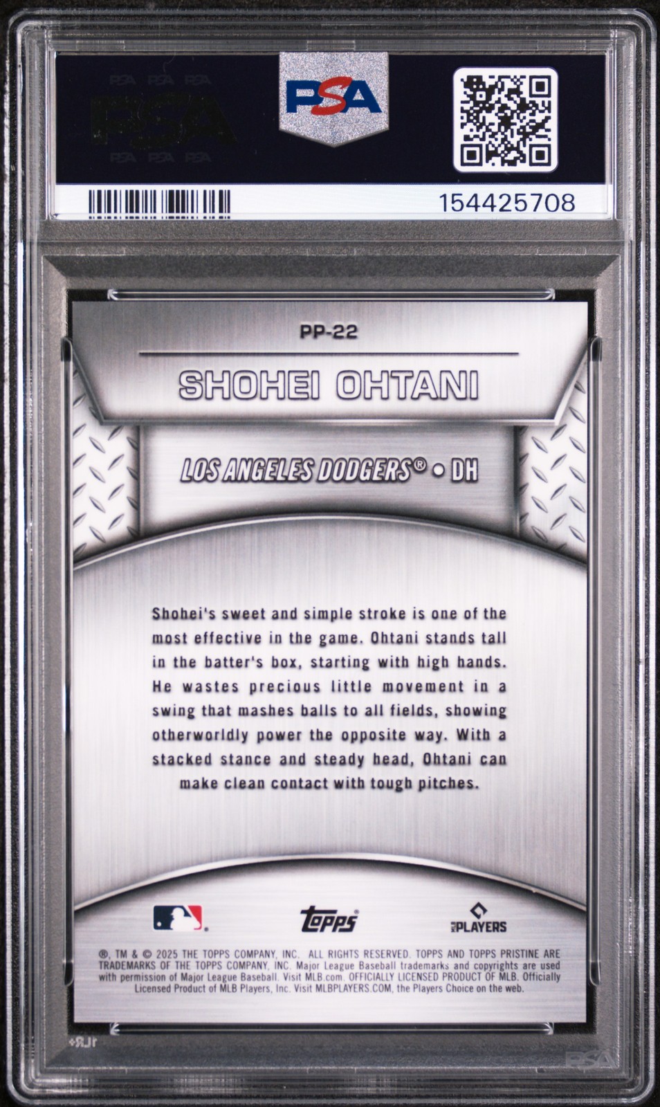 2025 TOPPS PRISTINE PLATED & POLISHED #22 SHOHEI OHTANI 18/25 PSA 10 view 2