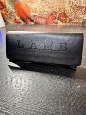 L.A.M.B. Clutch Black Eyeglass Case Semi-Hard Leather 7