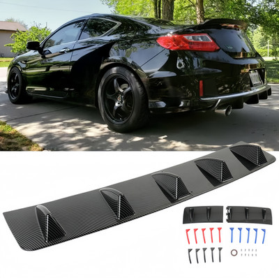For Honda Accord 2013-2017 Coupe Rear Diffuser Bumper Lip Spoiler 5-Fins Carbon 