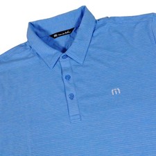 Travis Mathew Performance Stretch Blue Striped Golf Polo Shirt Men's XXL