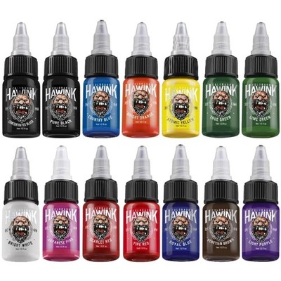 Vibrant Tattoo Pigment Set - 1/2 oz Bottles - 14 Colors