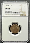 1862 INDIAN HEAD CENT NGC MS62 11EBB25